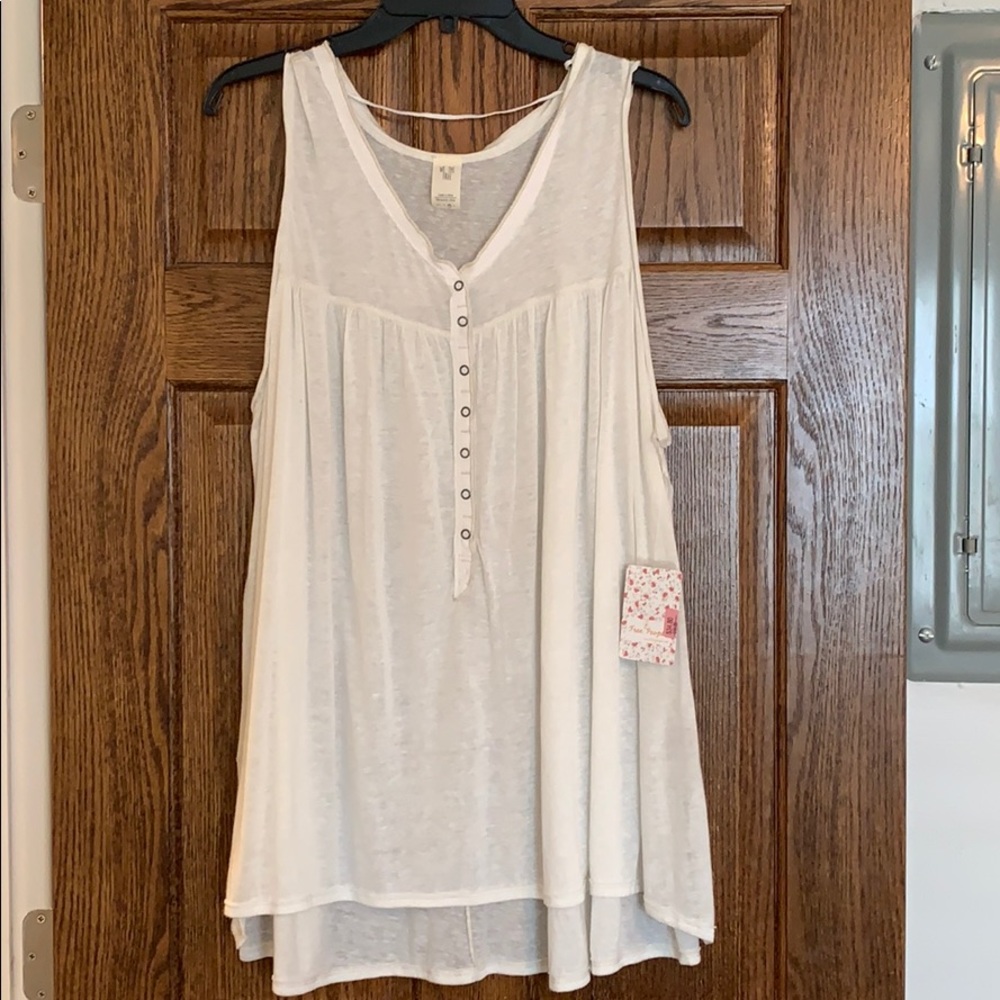 Free People Ivory Flowy Tank
